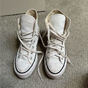 White high top platform converse